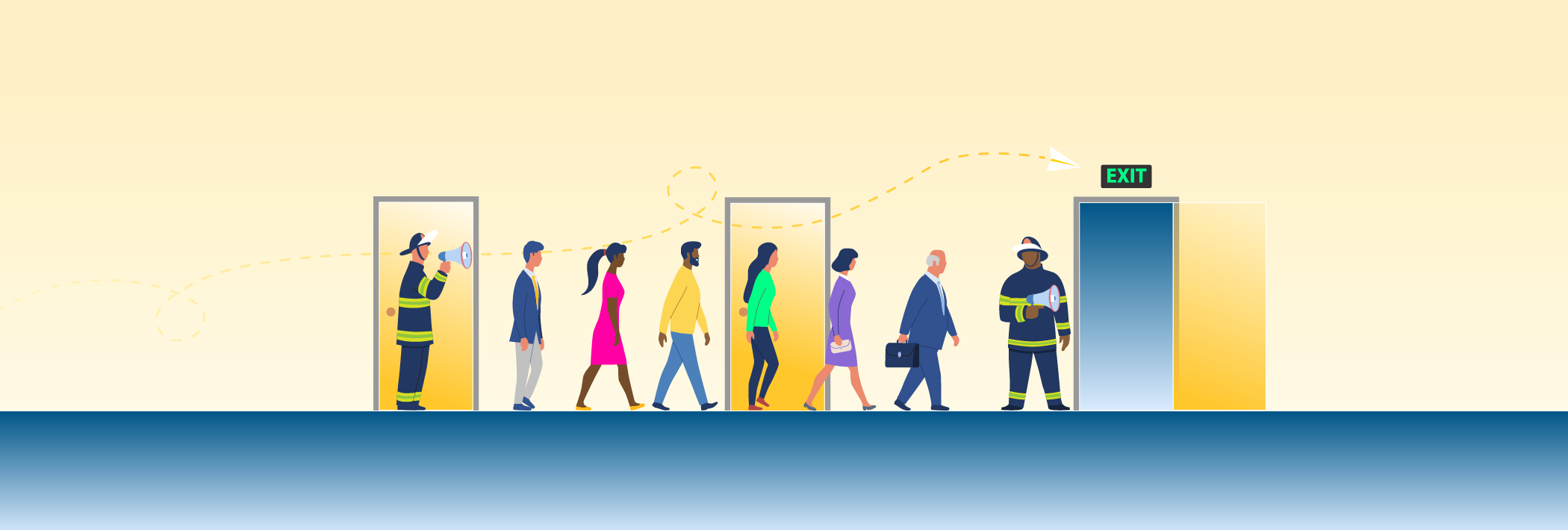 Bruin first responders guide evacuees to safety during an emergency
